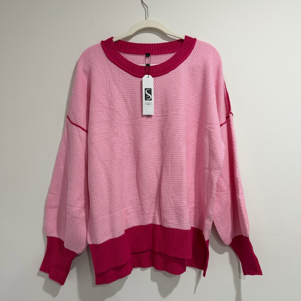 Pink Drop Shoulder Sweater NWT